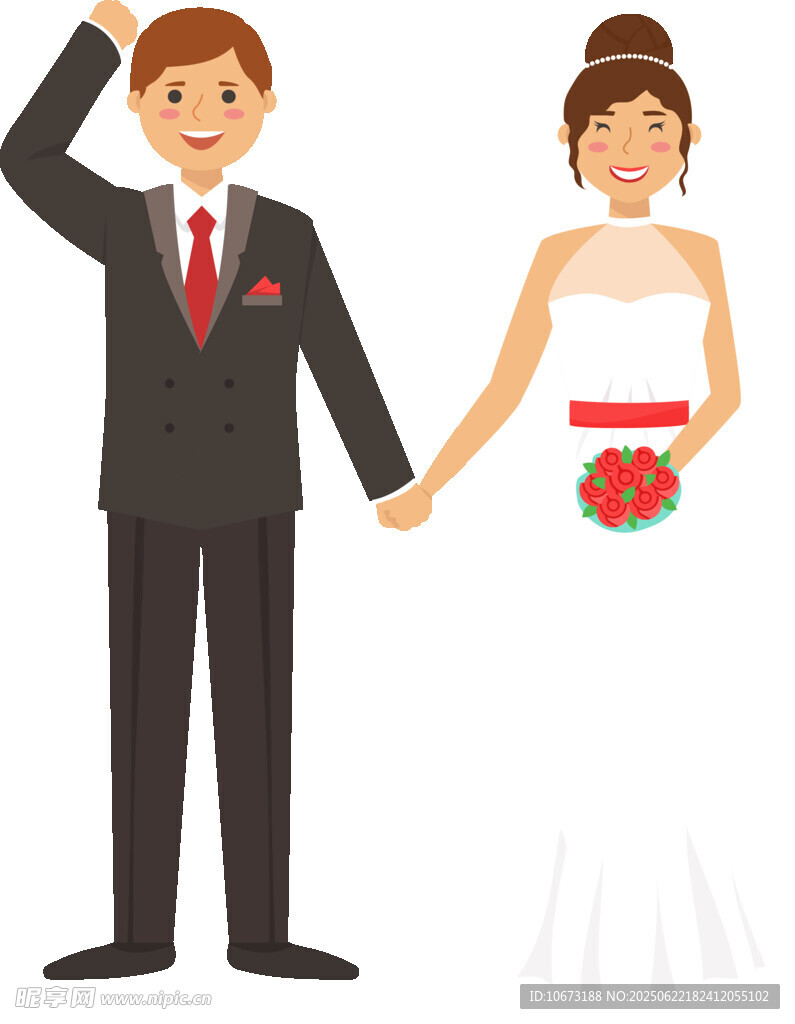 新婚夫妇甜蜜牵手瞬间