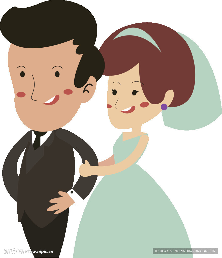 新婚夫妇甜蜜牵手