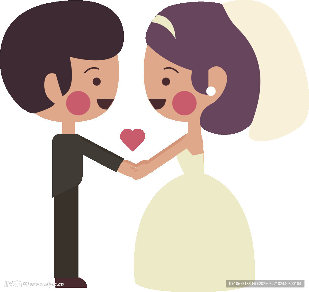 新婚夫妇甜蜜牵手