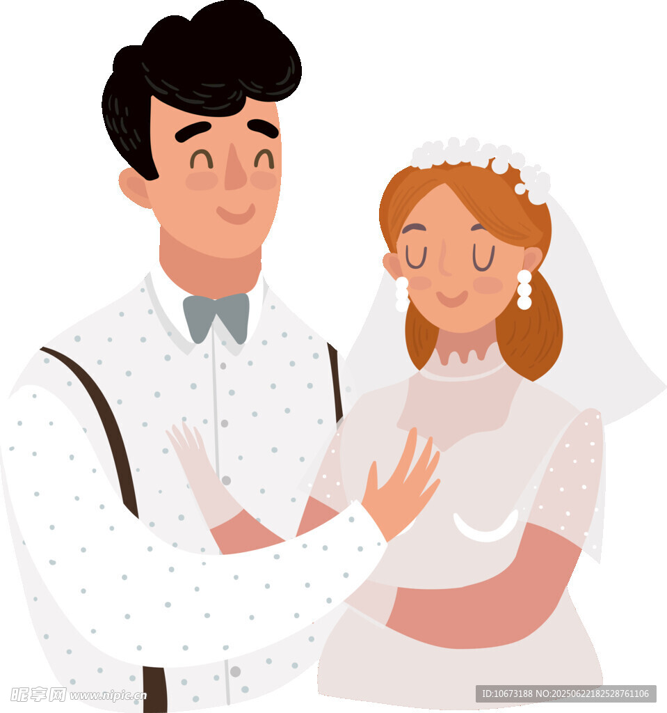 甜蜜新婚夫妇温馨相拥