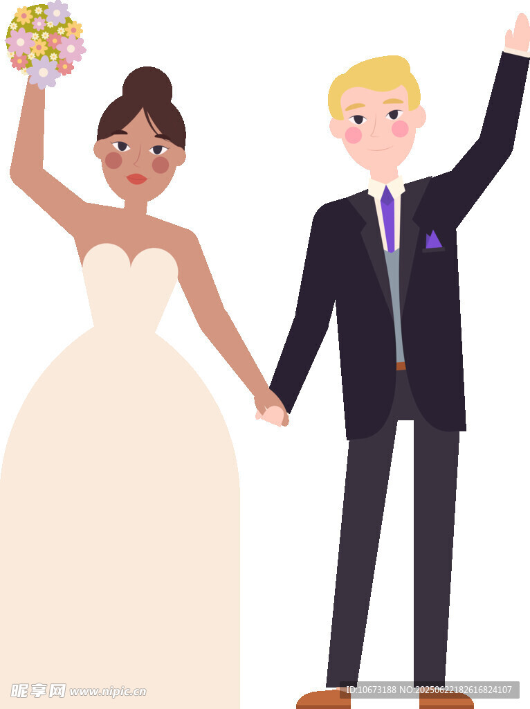 新婚夫妇幸福牵手