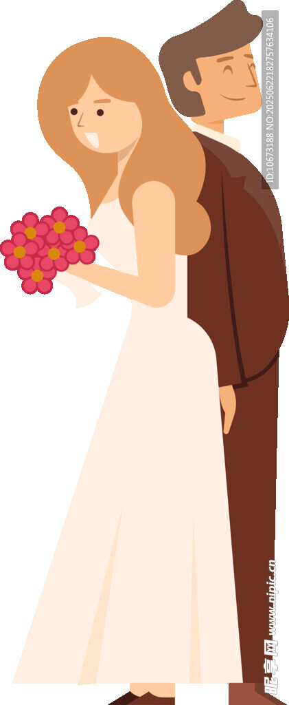 新婚夫妇甜蜜依偎
