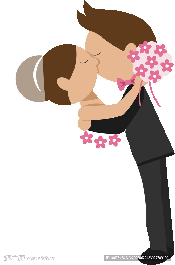 新婚夫妻甜蜜亲吻