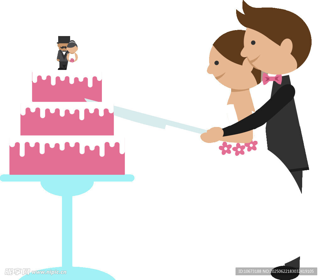 新婚夫妇甜蜜切婚礼蛋糕