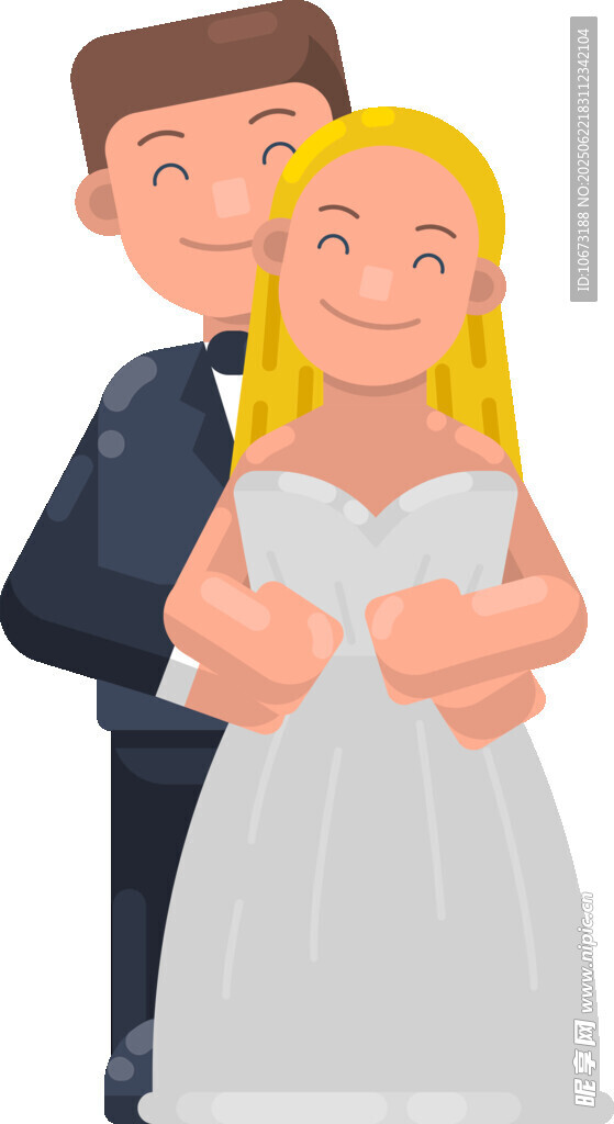 幸福相拥的新婚夫妻