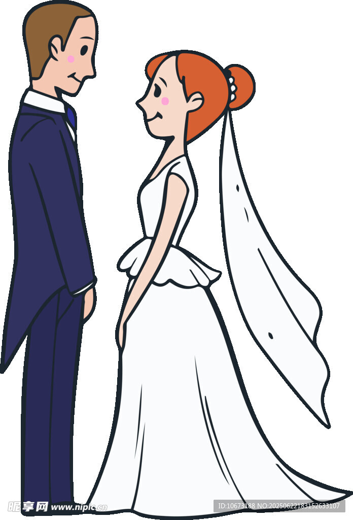 新婚夫妇甜蜜对视