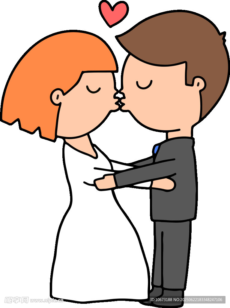 新婚夫妇甜蜜亲吻