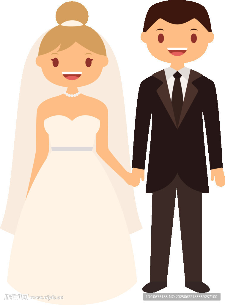 幸福新婚夫妇手牵手