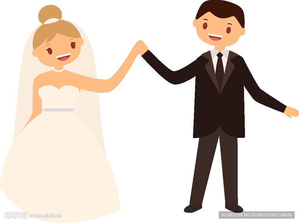 新婚夫妇甜蜜牵手