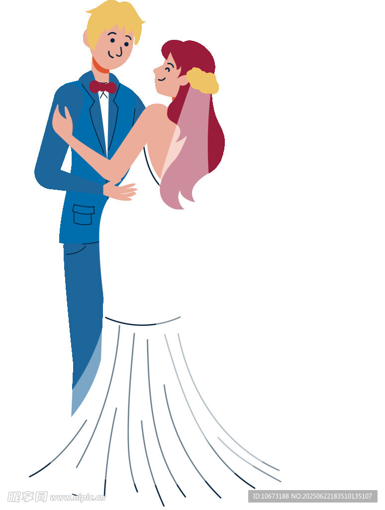 新婚夫妇甜蜜相拥