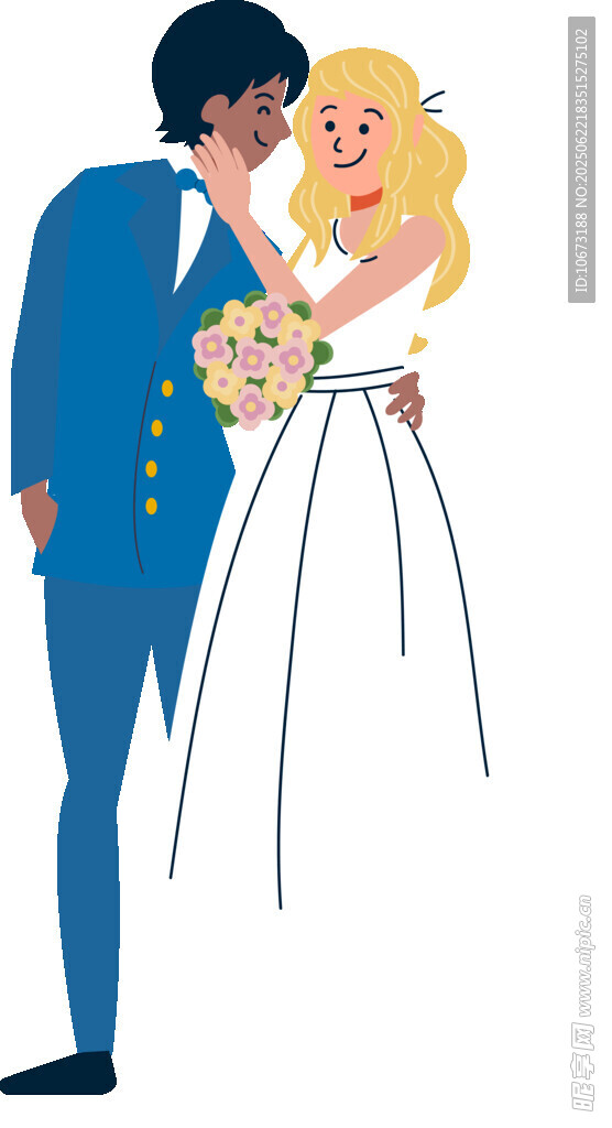 新婚夫妇甜蜜相拥