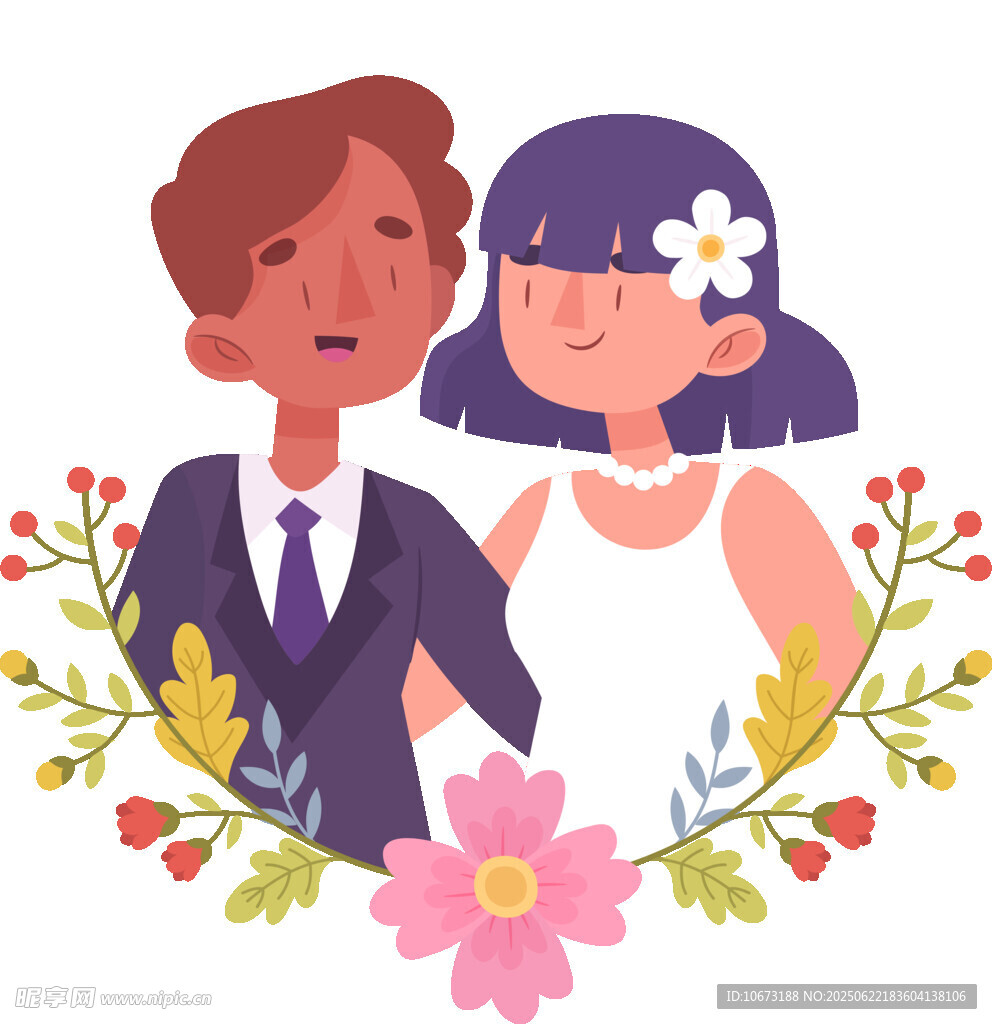浪漫婚礼情侣插画