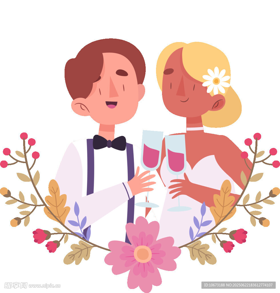 新婚夫妇举杯庆祝