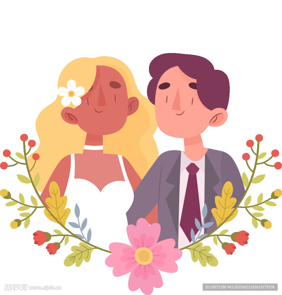 浪漫新婚夫妇插画