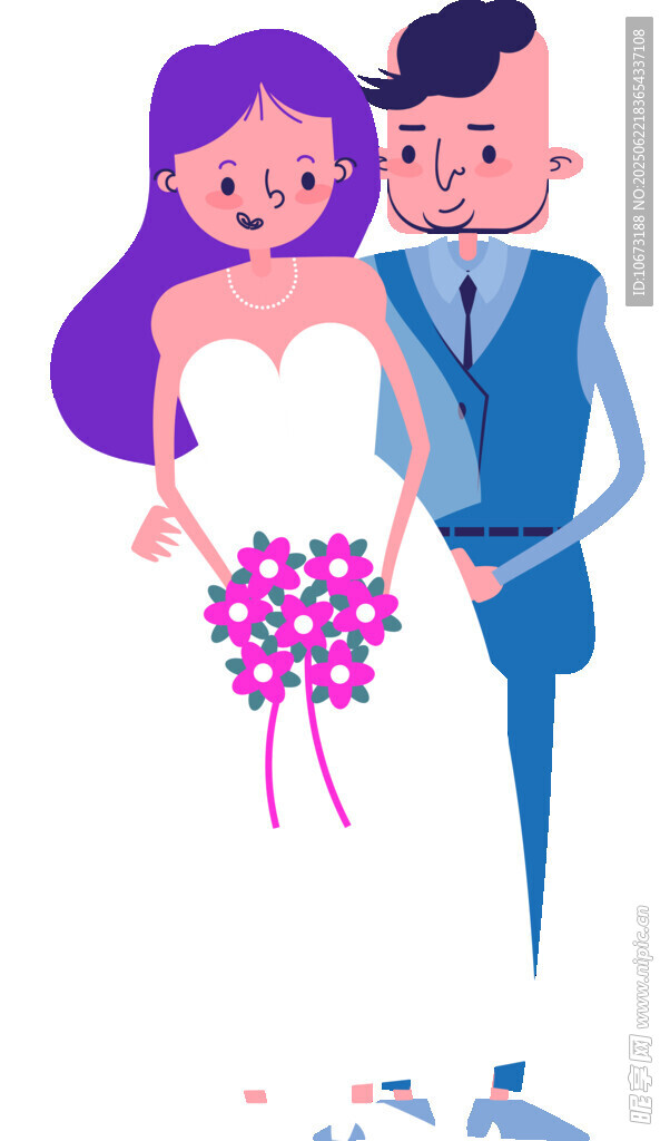 甜蜜新婚夫妇手牵手
