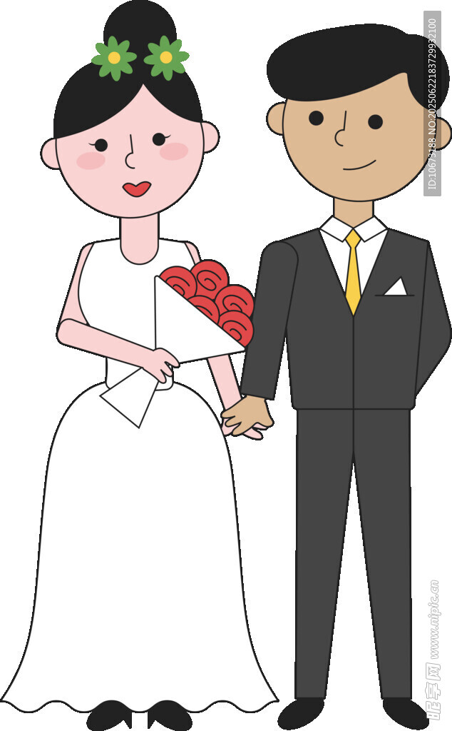 卡通风格新婚夫妇形象