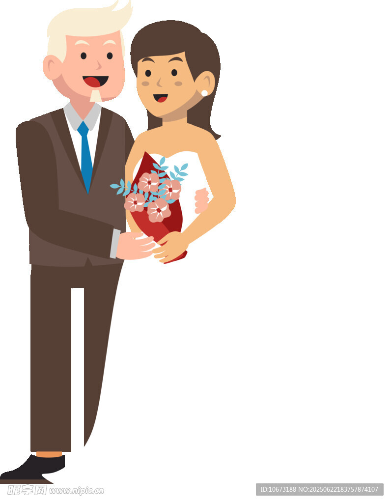 老年夫妻手捧花幸福相依