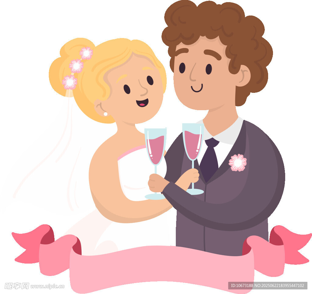 甜蜜新婚夫妇举杯庆祝