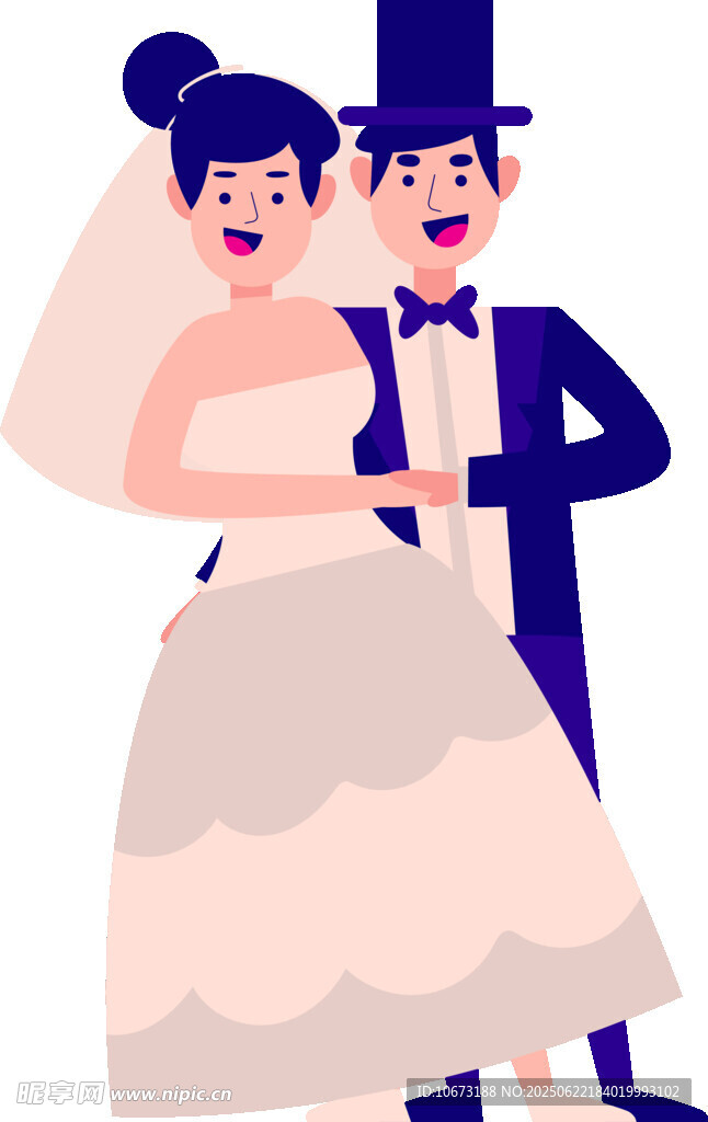 甜蜜新婚夫妇幸福相拥