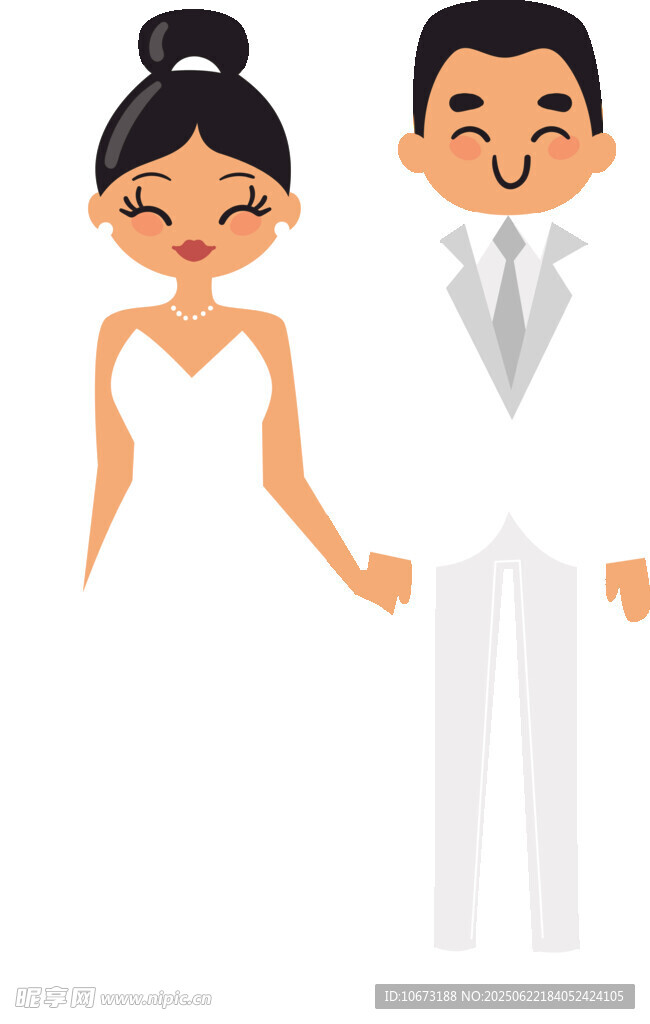 牵手的新婚夫妻