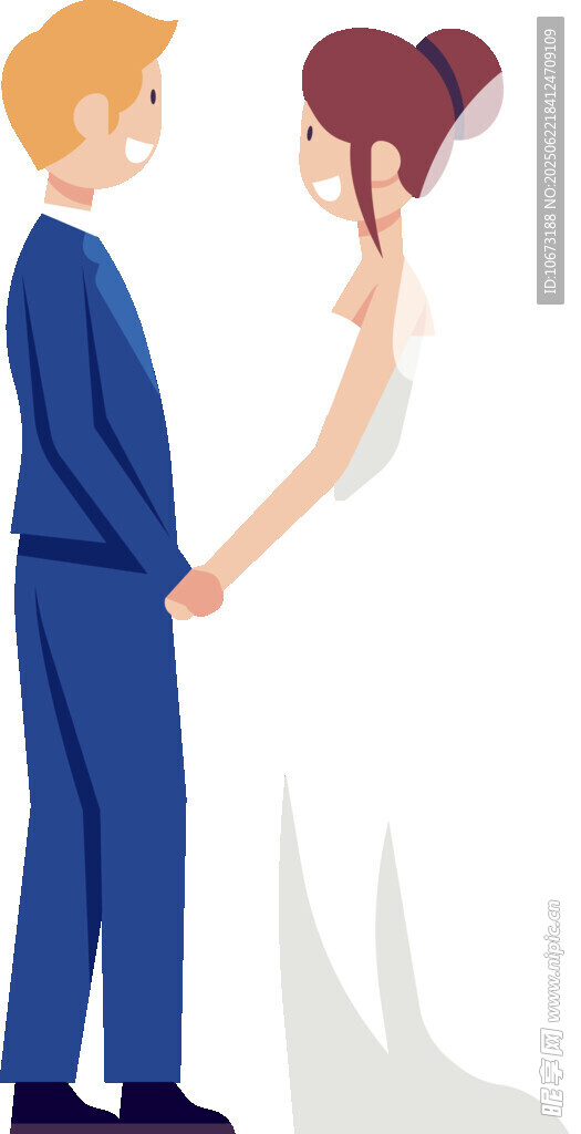 新婚夫妇牵手甜蜜瞬间