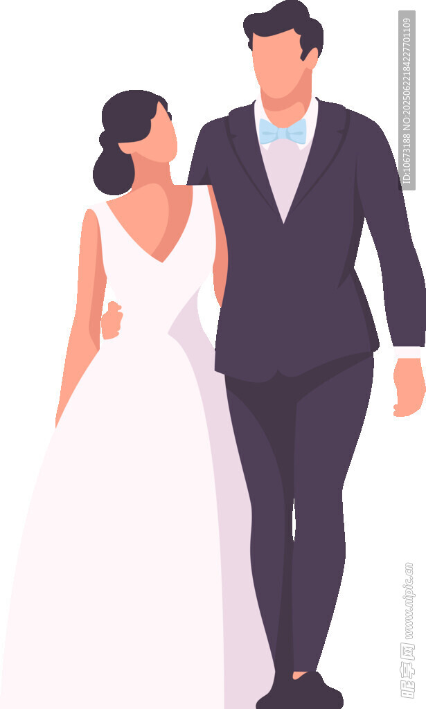 新婚夫妇甜蜜携手漫步