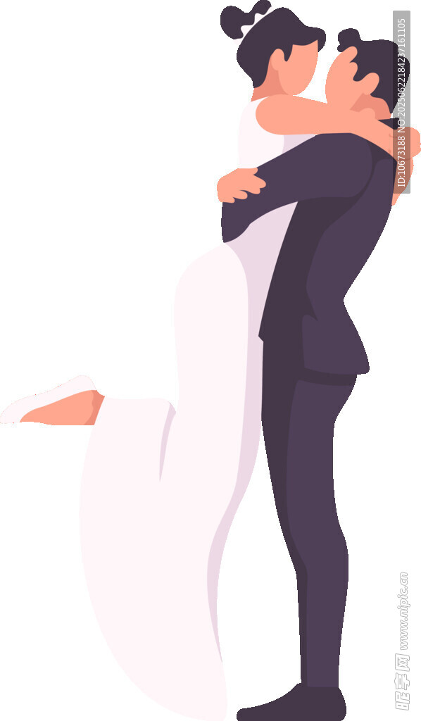 浪漫拥吻的新婚夫妇