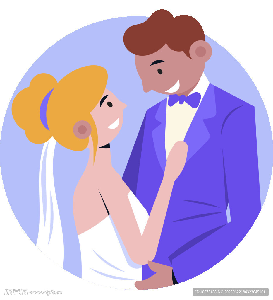甜蜜新婚夫妇幸福对视