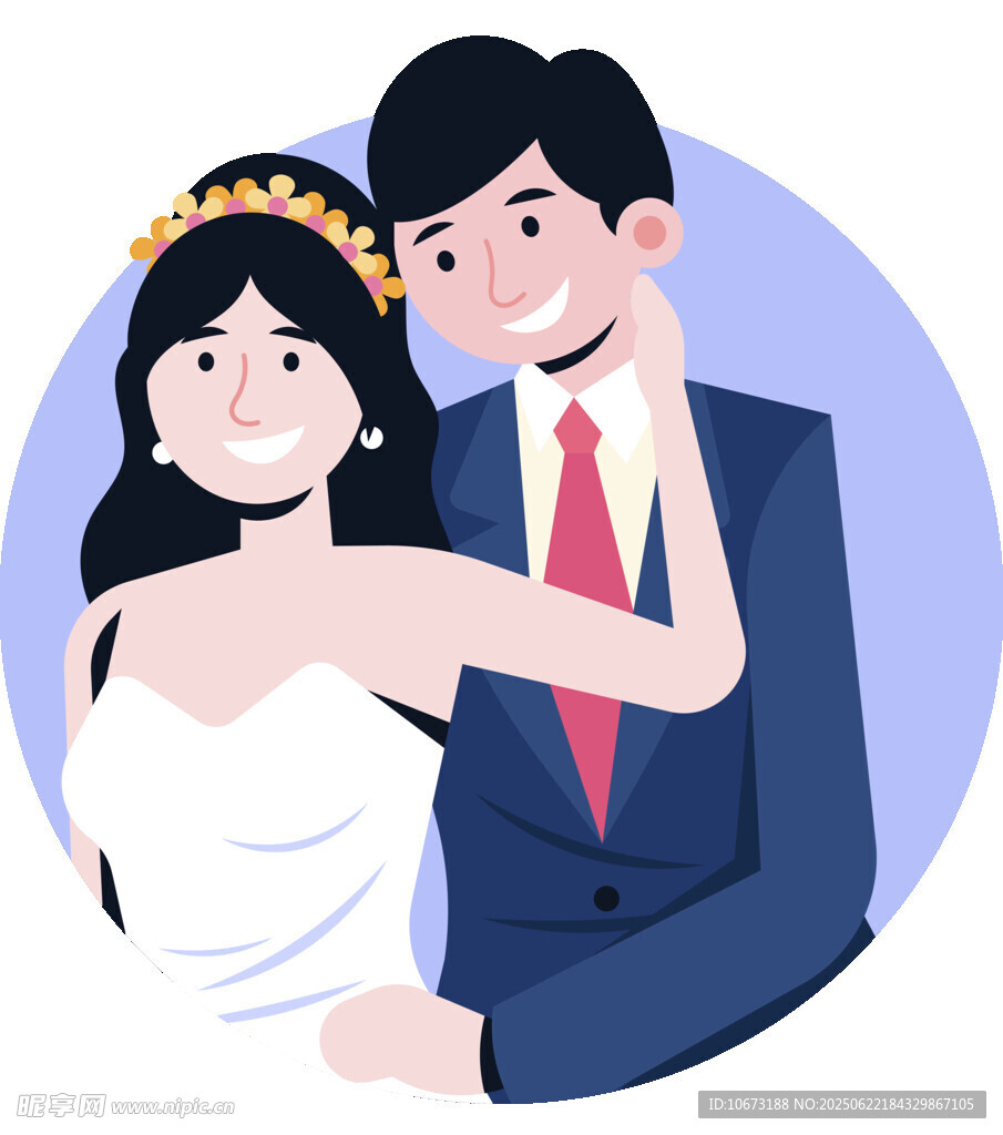 甜蜜新婚夫妇幸福相拥