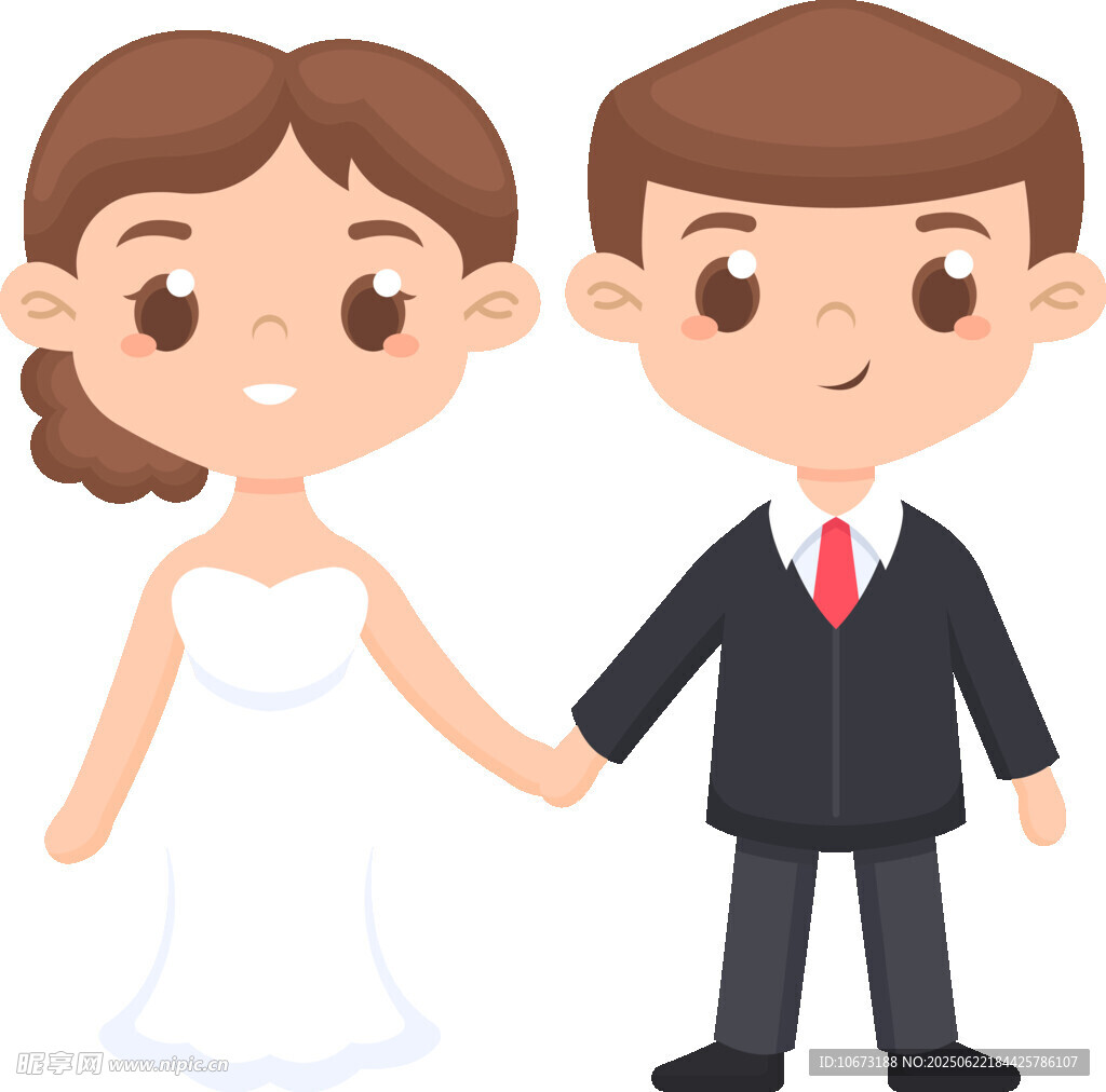 新婚夫妇甜蜜牵手