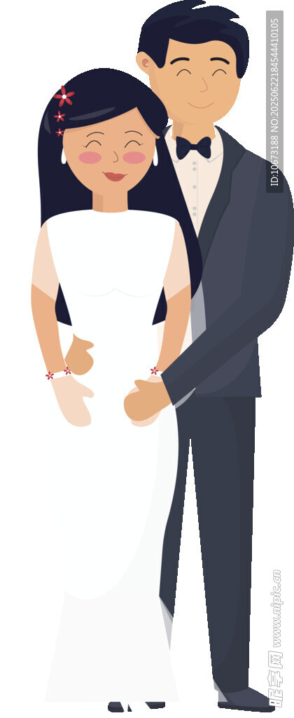 新婚夫妻甜蜜相拥