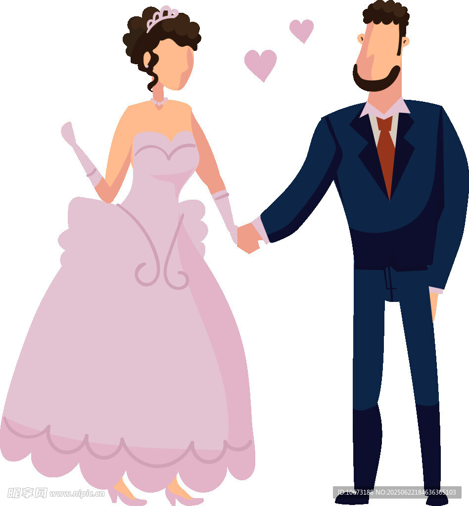 浪漫新婚夫妇甜蜜牵手