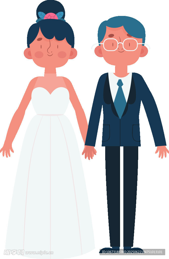 新婚夫妇甜蜜牵手