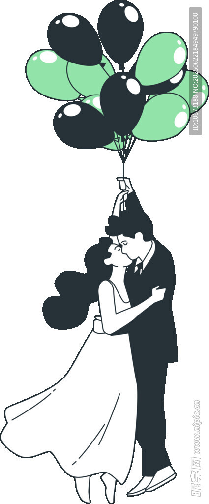 新婚夫妇被气球环绕