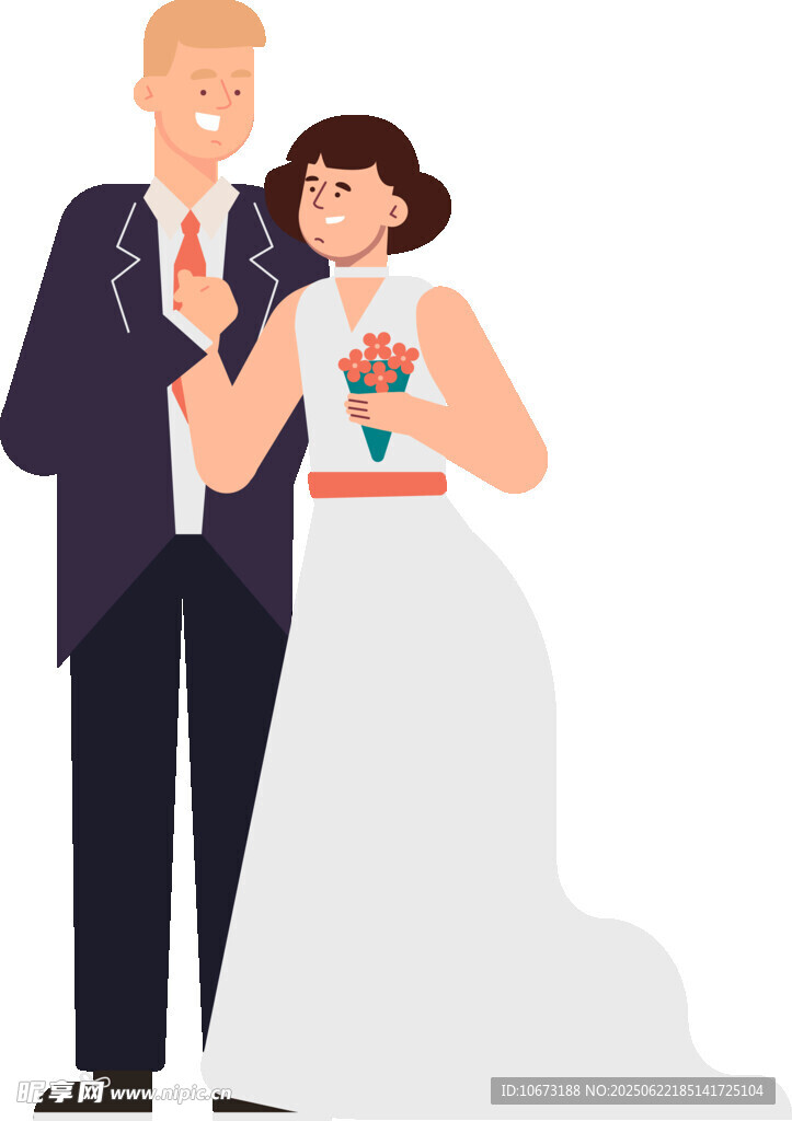 新婚夫妇甜蜜相拥