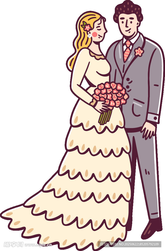 甜蜜新婚夫妇浪漫插画