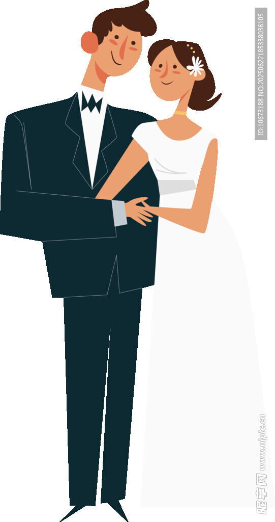 新婚夫妇甜蜜相拥