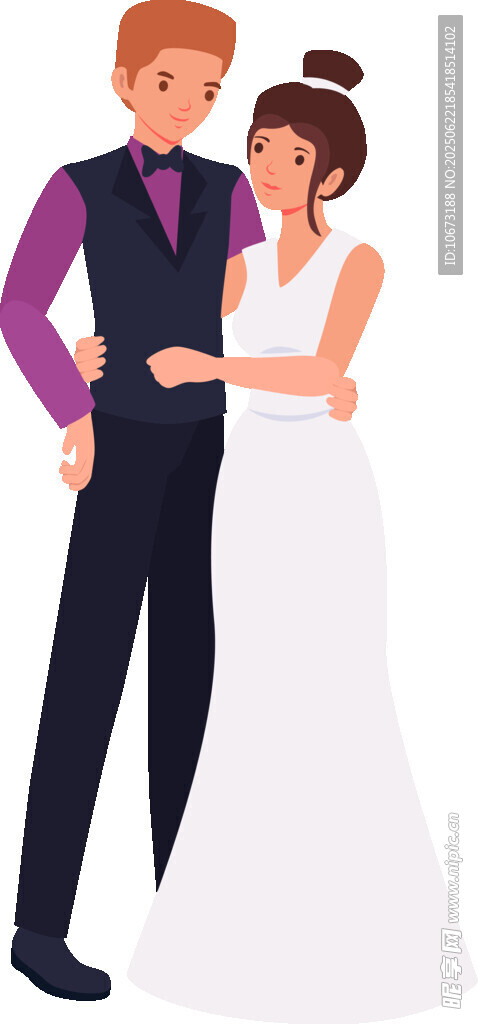 甜蜜相拥的新婚夫妇