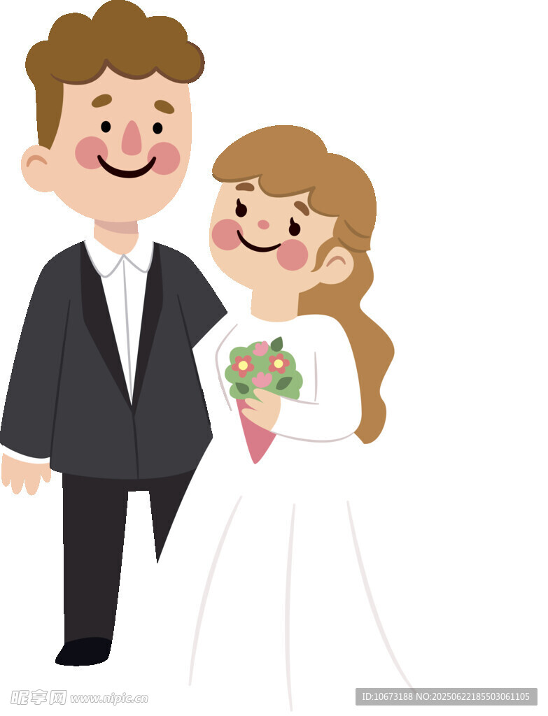幸福新婚夫妇甜蜜形象