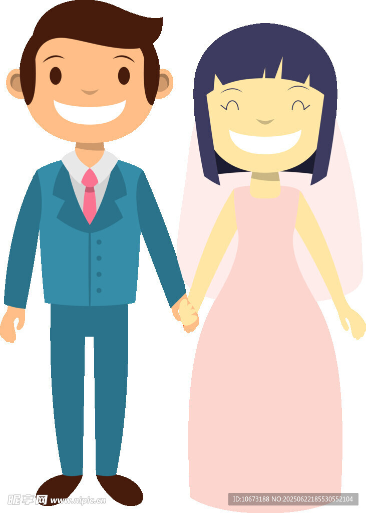新婚夫妇甜蜜牵手