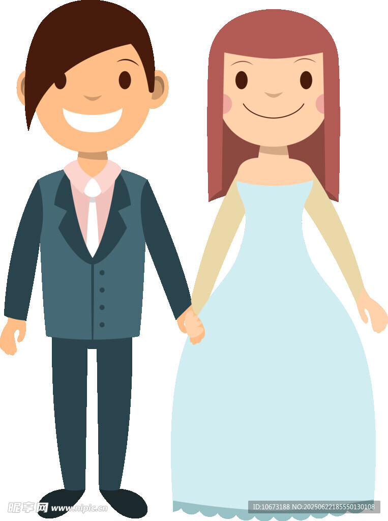 新婚夫妇手牵手