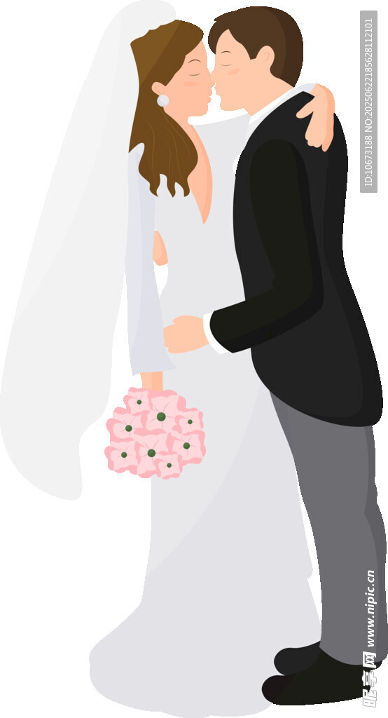 新婚夫妻甜蜜亲吻