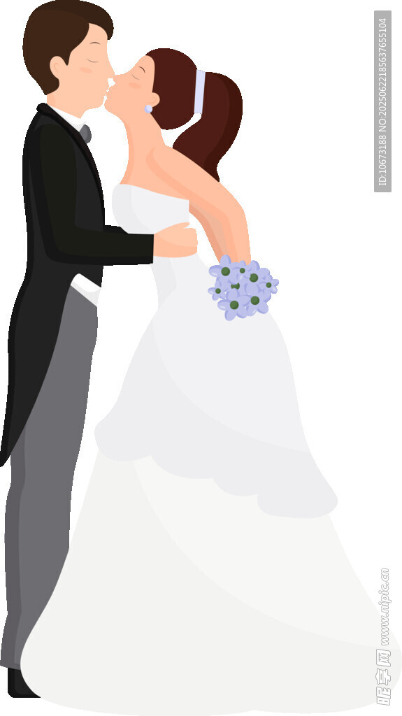 新婚夫妇甜蜜拥吻