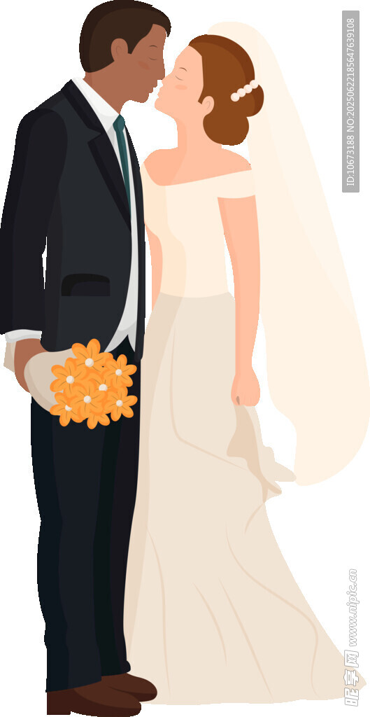 新婚夫妇甜蜜亲吻