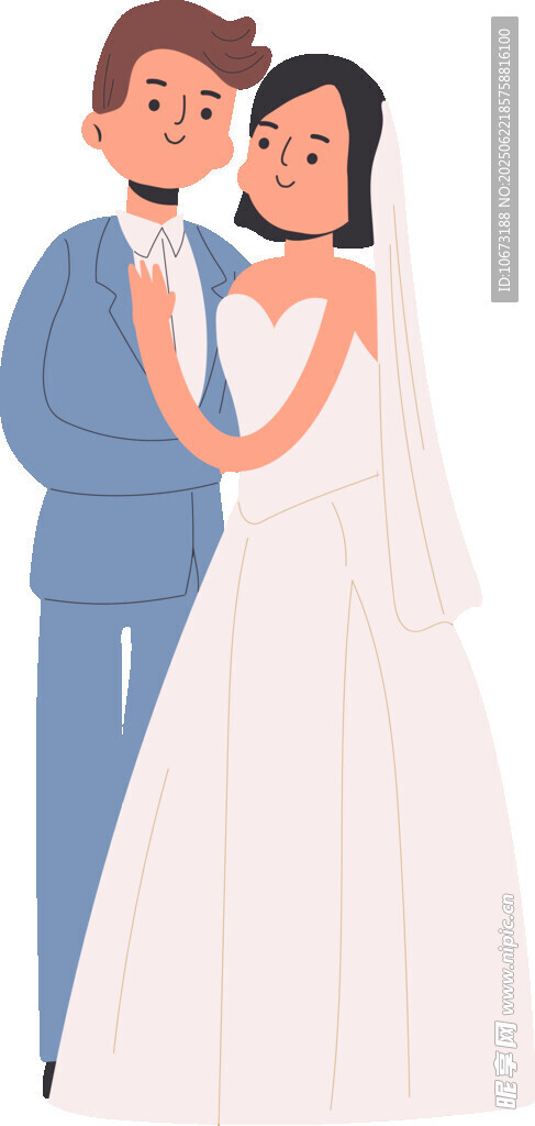 甜蜜新婚夫妇幸福相拥