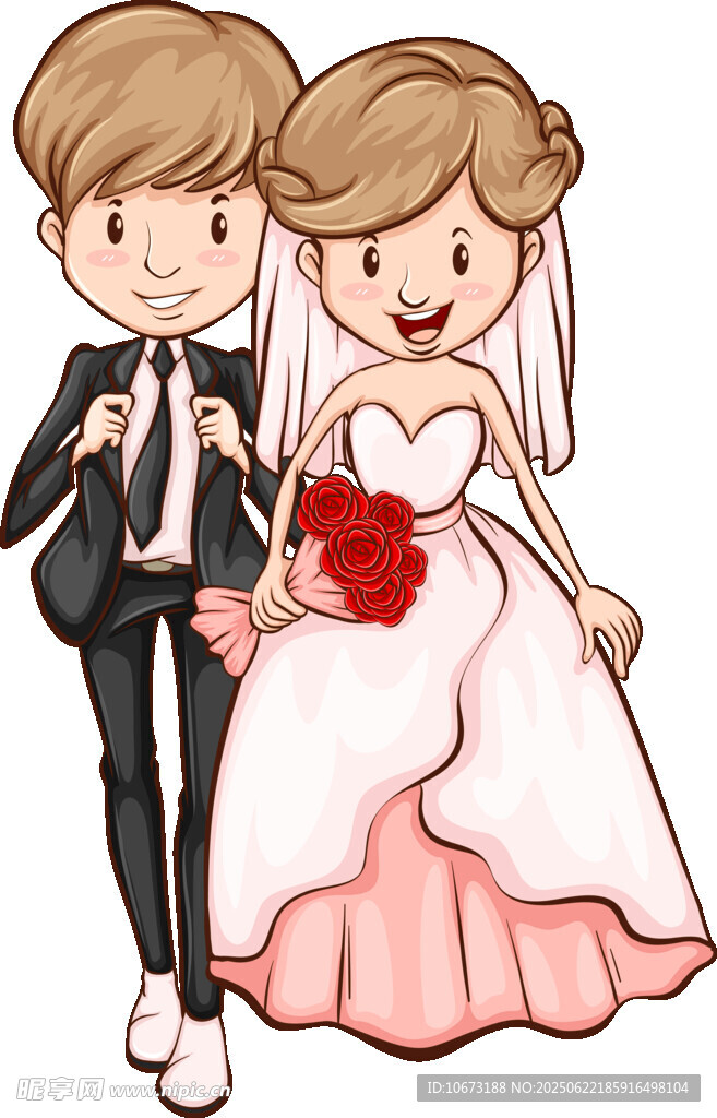 可爱卡通风格新婚夫妇形象
