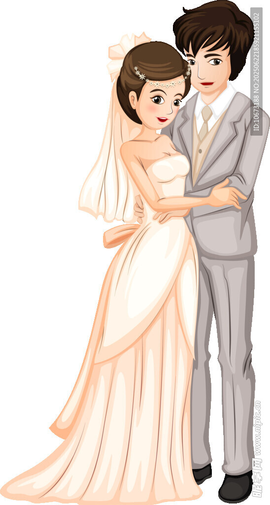 甜蜜新婚夫妇温馨相拥