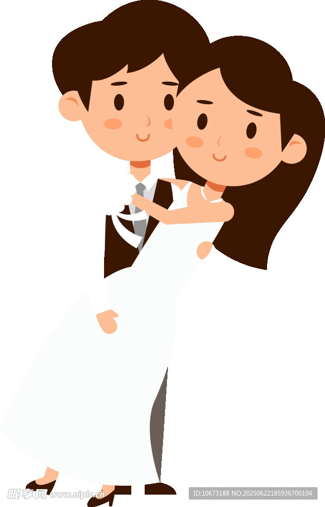 甜蜜新婚夫妇浪漫相拥