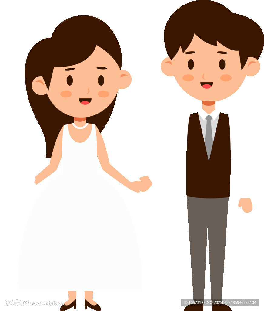 可爱卡通风格的新婚夫妇形象