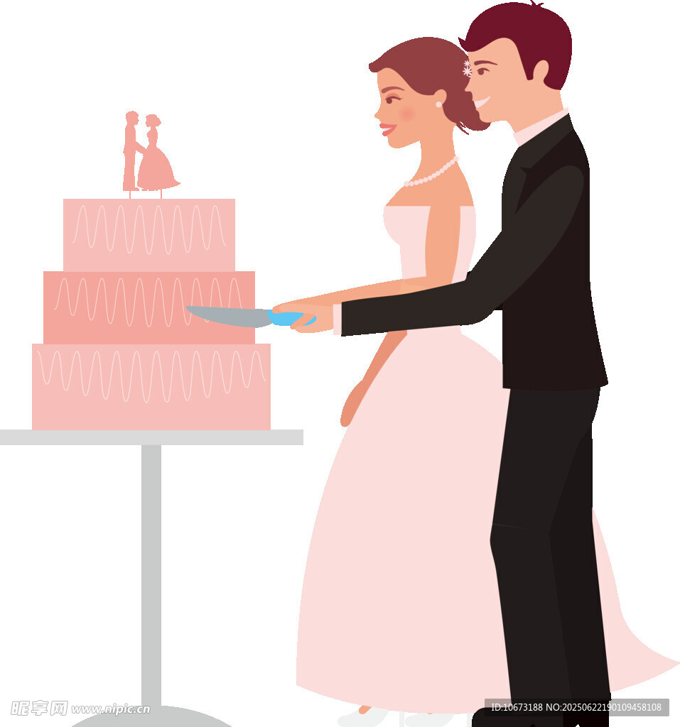 新婚夫妇甜蜜切婚礼蛋糕